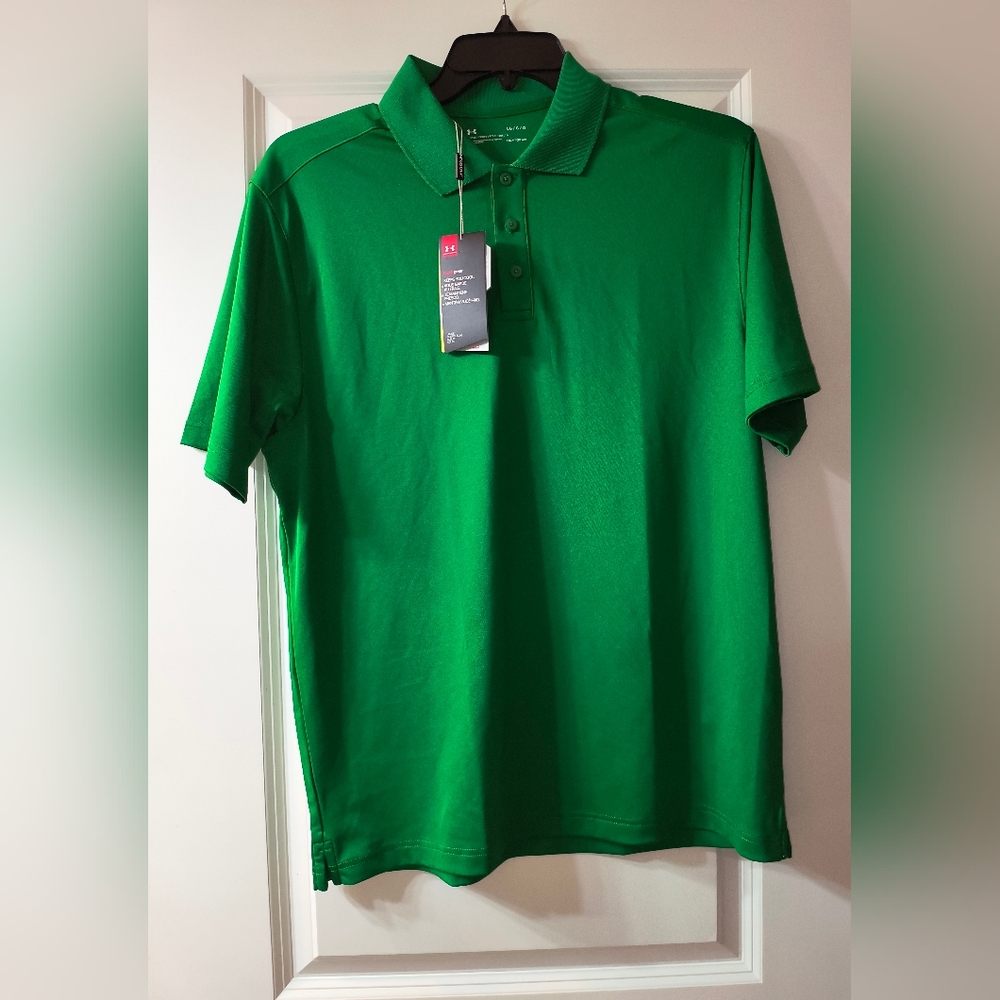 NWT Under Armour HeatGear Golf Polo Shirt Green Size L Golf Casual